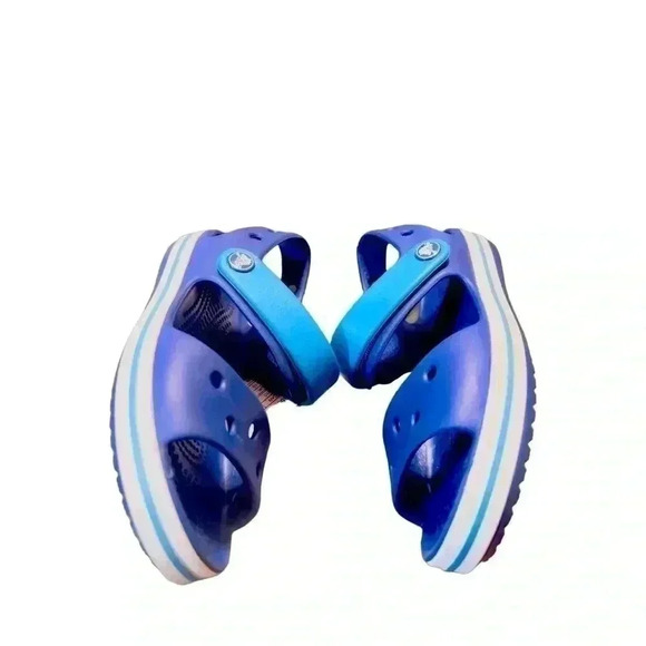 Crocs unisex-child Kids' Crocband Sandals Cerulean Blue/Ocean NWT Kids Size 10 - Picture 2 of 7